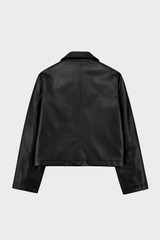 Quilted leather biker jacket black