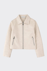 Faux leather biker jacket beige