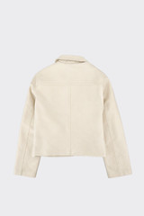 Faux leather biker jacket beige