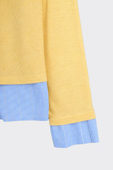 Layered sweatshirt with shirt yellow