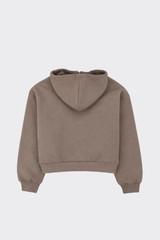 Cropped hoodie with zip brown