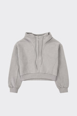 Cropped hoodie with zip grey
