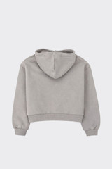Cropped hoodie with zip grey