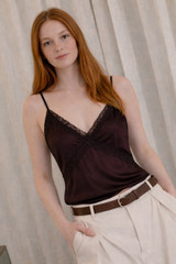 Fluid satin camisole brown