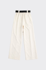 Maxi trousers with plates and belt beige