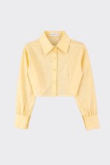 Cropped shirt with long sleeves yellow
