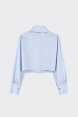 Cropped shirt with long sleeves blue