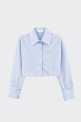 Cropped shirt with long sleeves blue