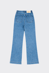 High-waist flared jeans with button front