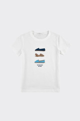 Printed short sleeve T-shirt with embroidery white