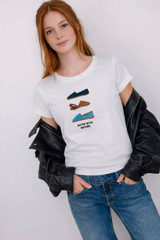 Printed short sleeve T-shirt with embroidery white