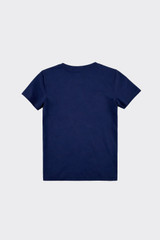 Printed short sleeve T-shirt with embroidery blue