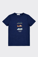 Printed short sleeve T-shirt with embroidery blue