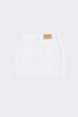Asymmetric Denim Mini Skirt White