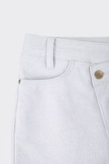 Asymmetric Denim Mini Skirt White