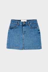 Asymmetric Denim Mini Skirt Light Blue