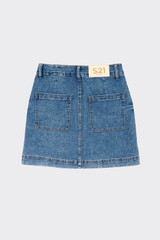 Asymmetric Denim Mini Skirt Light Blue