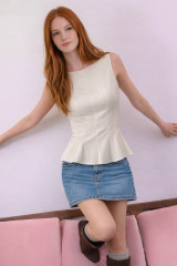 Asymmetric Denim Mini Skirt Light Blue