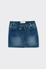 Asymmetric Denim Mini Skirt Blue