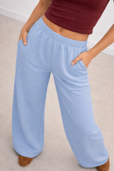 Wide-leg jogger trousers light blue