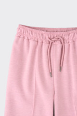 Wide-Leg Trousers with Drawstring Waist Pink