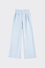 Wide-Leg Trousers with Pleats Light Blue