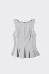 Structured Peplum Top Grey