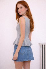 Structured Peplum Top Grey