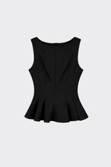 Structured Peplum Top Black