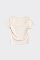 Scoop-Neck T-Shirt Beige
