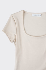 Scoop-Neck T-Shirt Beige