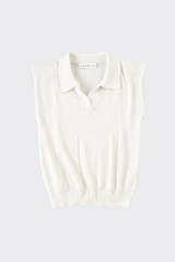 Sleeveless Knit Polo Top White