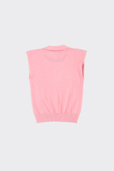 Sleeveless Knit Polo Top Pink