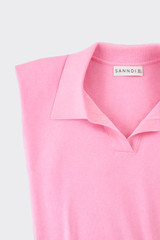Sleeveless Knit Polo Top Pink