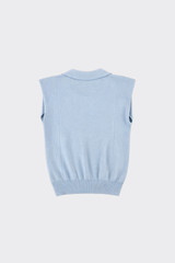 Sleeveless Knit Polo Top Blue