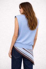Sleeveless Knit Polo Top Blue
