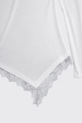 Asymmetric Lace-Trim Top White