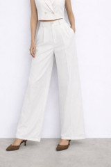 Wide-leg tailored trousers white