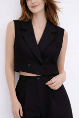 Tailored Sleeveless Blazer Black