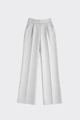 Pinstripe Wide-Leg Trousers Grey