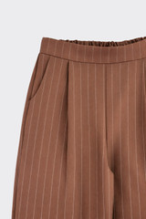 Pinstripe Wide-Leg Trousers Brown