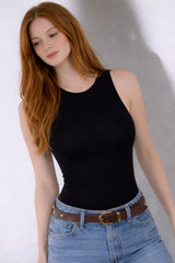 High Neck Sleeveless Bodysuit Black
