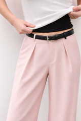 High-Waisted Pleated Wide-Leg Trousers Pink