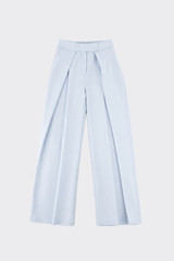 High-Waisted Pleated Wide-Leg Trousers Blue