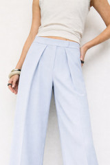 High-Waisted Pleated Wide-Leg Trousers Blue