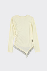 Asymmetric Lace-Trim Top Yellow