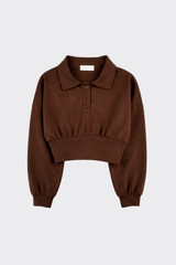 Cropped Polo Sweatshirt Brown