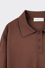 Cropped Polo Sweatshirt Brown