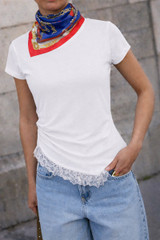 T-shirt with lace hem white