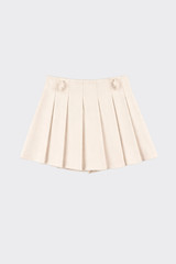 Pleated skort beige